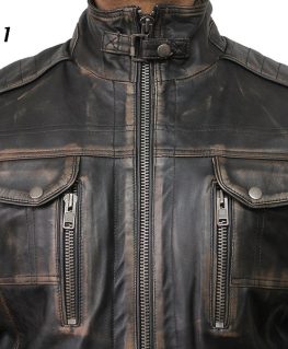 Mens Leather Jacket Genuine Sheepskin Vintage Distressed