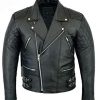 Real Leather Biker Brando Jacket Classic Retro Black Motorcycle Style