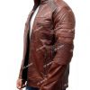 Mens Cafe Racer Distressed Brown Leather Jacket