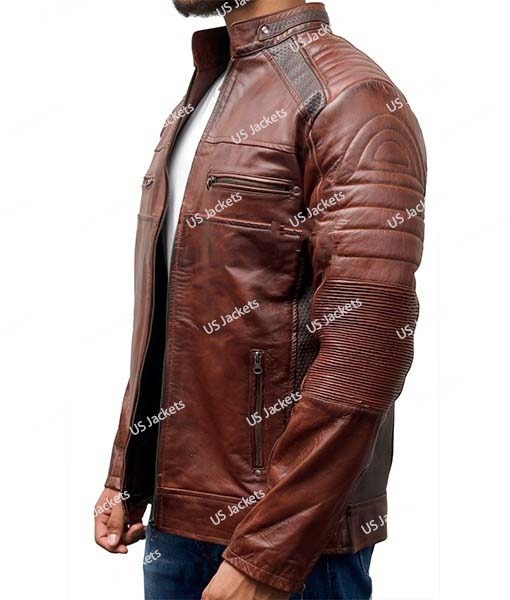 Mens Cafe Racer Distressed Leather Jacket