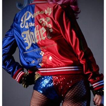 Harley Quinn Suicide Squad Margot Robbie Red and Blue Satin Jacket