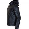Mens Detachable Hooded AJ Styles Motor Biker Leather Jacket right