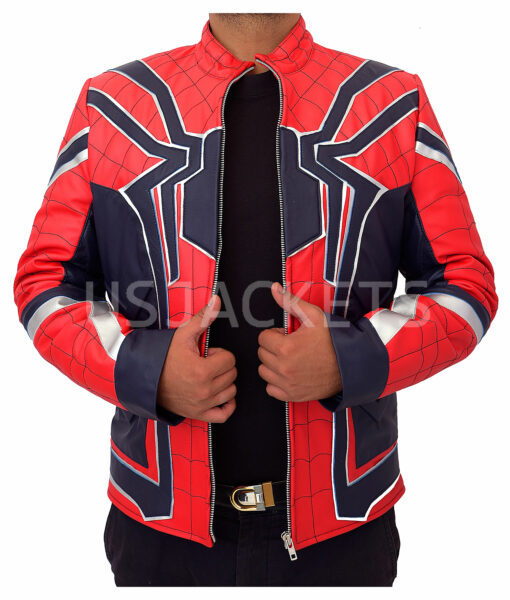 Spiderman Avengers Infinity War Tom Holland Red Leather Jacket