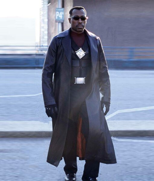 Blade Wesley Snipes Black Trench Leather Coat1