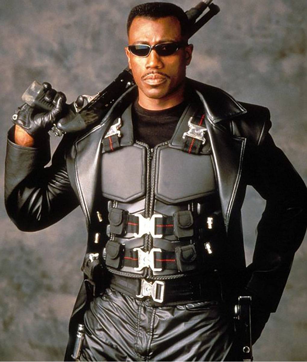 Blade Wesley Snipes Black Trench Leather Coat6