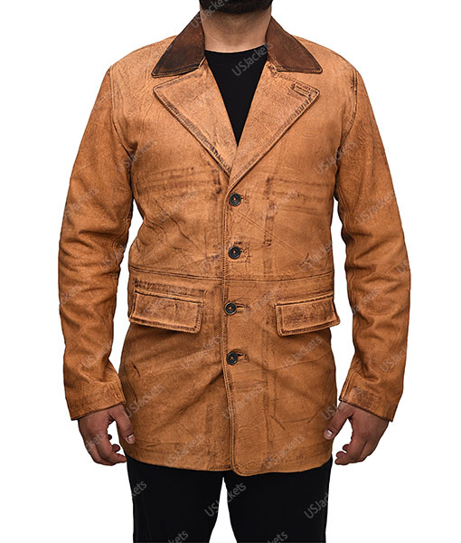 Men's Red II Dead Arthur Morgan Tan Brown Leather Coat Jacket Red Dead Redemption Jacket Tan Brown Coat 