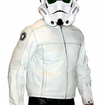 Mens Star Wars Stormtrooper Leather Jacket Armor White