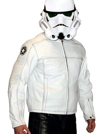 Mens Star Wars Stormtrooper Leather Jacket Armor White