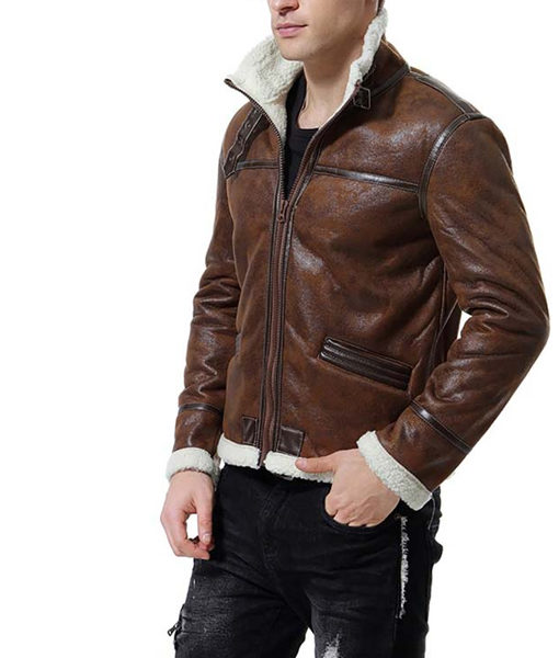 Reno Shearling Dark Brown Leather Jacket | USJackest