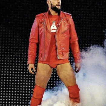WWE RAW Finn Balor Red Biker Leather Jacket front