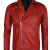 WWE RAW Finn Balor Red Biker Leather Jacket front