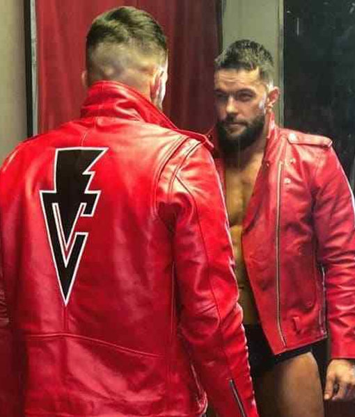 WWE RAW Finn Balor Red Biker Leather Jacket