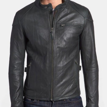 Gerard Butler Motorcycle Rider Black Leather Jacket