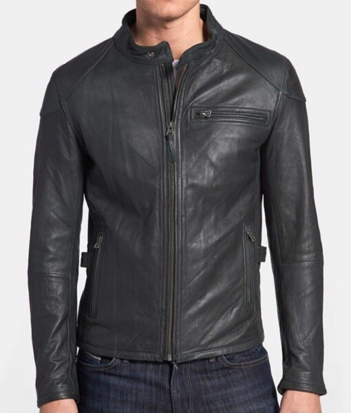 Gerard Butler Motorcycle Rider Black Leather Jacket
