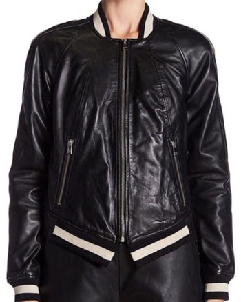 Dare Me Colette French Leather Bomber Jacket