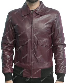 Drake Maroon Leather Jacket