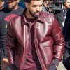 Drake Maroon Leather Jacket | Men’s Bomber Jacket | US Jackets