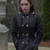 Inheritance Lily Collins Coat | Lauren Black Belted Leather Coat