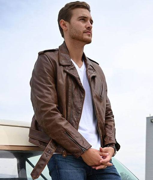 THE BACHELOR PETER WEBER BROWN LEATHER JACKET