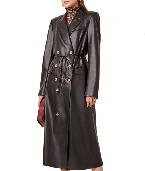 Dynasty Fallon Carrington Black Leather Coat | Elizabeth Gillies Black ...