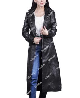 Kendall Jenner Black Leather Coat