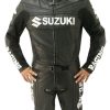 Suzuki Motorcycle Jacket |Suzuki GSXR Black Leather Jacket