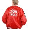 1950s Lenny Lone Wolf Jacket | Red Satin Bomber Jacket