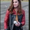 Derry Girls Ms De Brún Leather Jacket | Judith Roddy Red & Black Leather Jacket