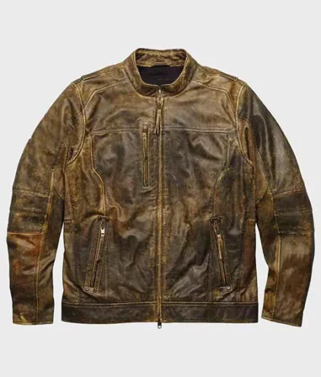 Mens Distressed Brown Vintage Leather Jacket