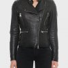 Womens Black Motorcycle Slimfit Jacket