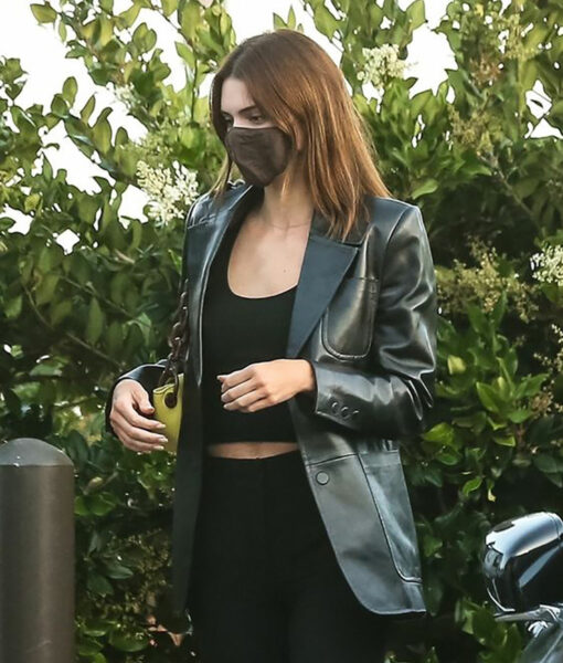 Kendall Jenner Black Leather Blazer-2