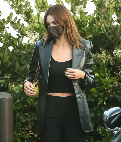 Kendall Jenner Black Leather Blazer-1
