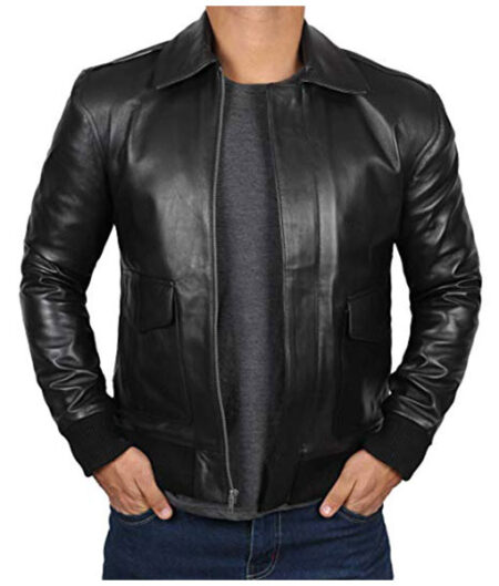 Mens Black Lambskin A2 Jacket