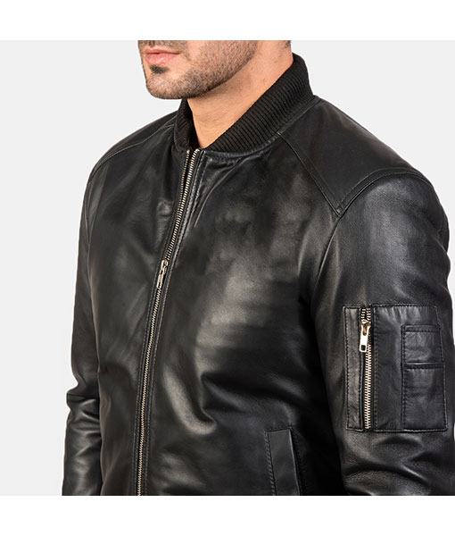 Nathan Mat Black Leather Jacket