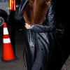 Kendall Jenner Black Leather Fur Coat
