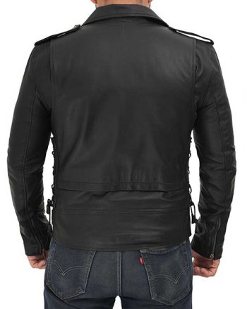Lawrence Mens Leather Biker Asymmetrical Jacket
