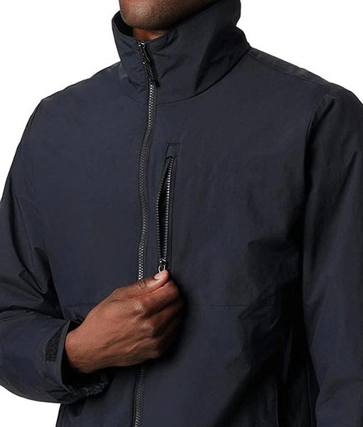 Mens Blue Turtleneck Style Utility Jacket