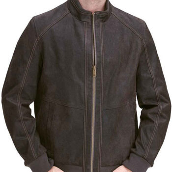 Mens Brown Vintage Leather Bomber Jacket