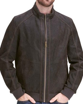 Mens Brown Vintage Leather Bomber Jacket