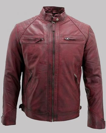 Mens Burgundy Leather Jacket