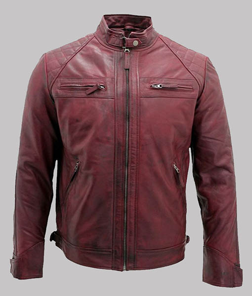 Mens Burgundy Leather Jacket