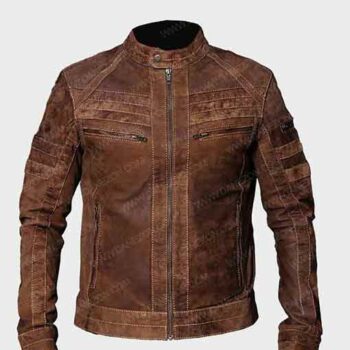Mens Café Racer Brown Leather Jacket