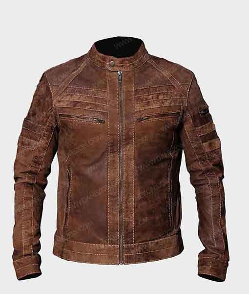 Mens Café Racer Brown Leather Jacket