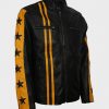 Mens Cafe Racer Yellow Star Black Leather Jacket2