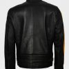 Mens Cafe Racer Yellow Star Black Leather Jacket3