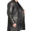 Mens Designer Black Leather Topper Coat2