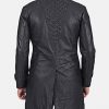 Mens Notch Quilted Collar Black Leather Coat2