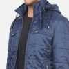 Men’s Quilted Blue Windbreaker Jacket with Hood