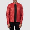 Men’s Red Biker Leather Jacket