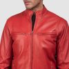 Men’s Red Biker Leather Jacket For Mens